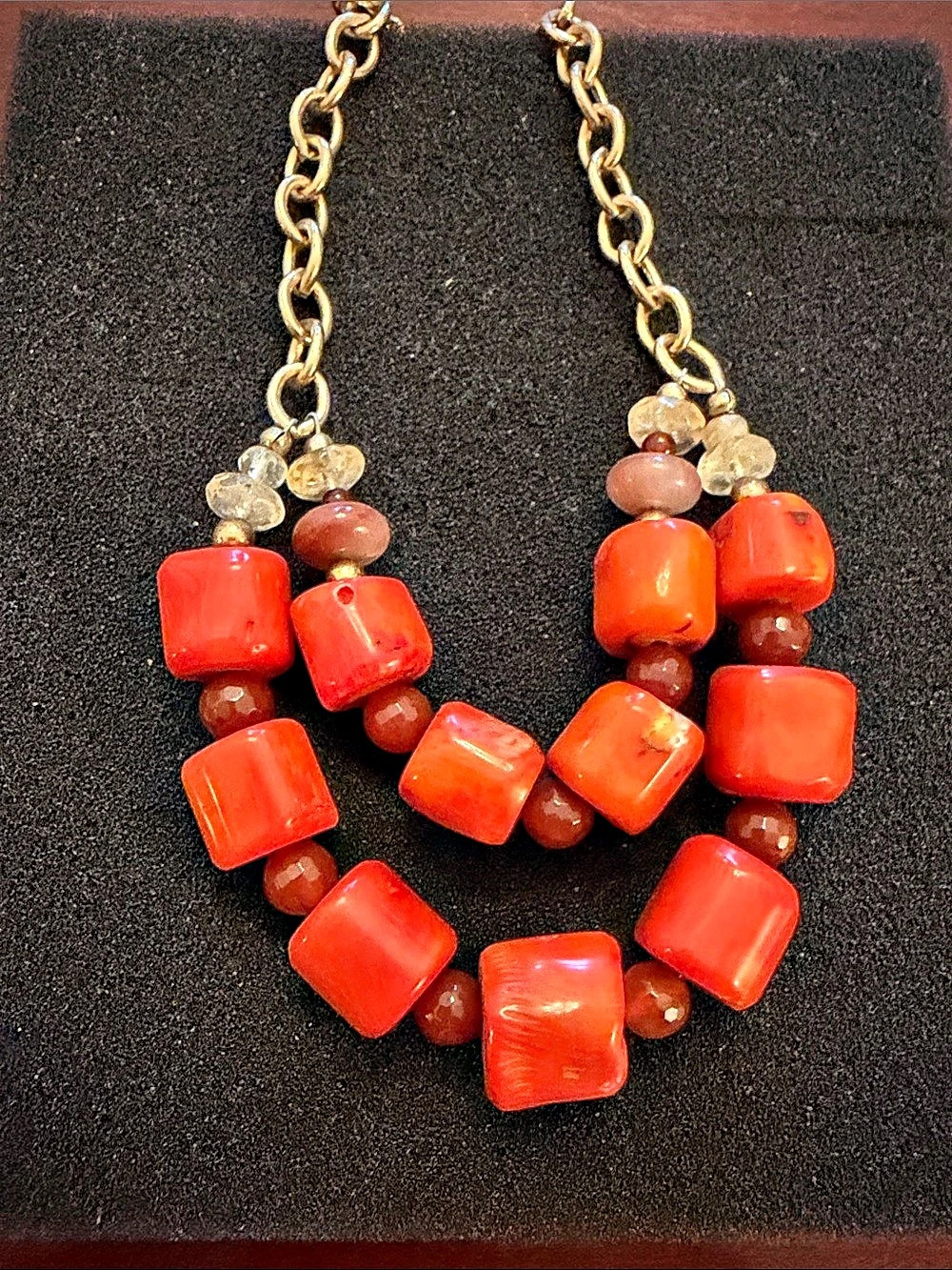 Studio Barse Orange Beaded Statement Necklace
